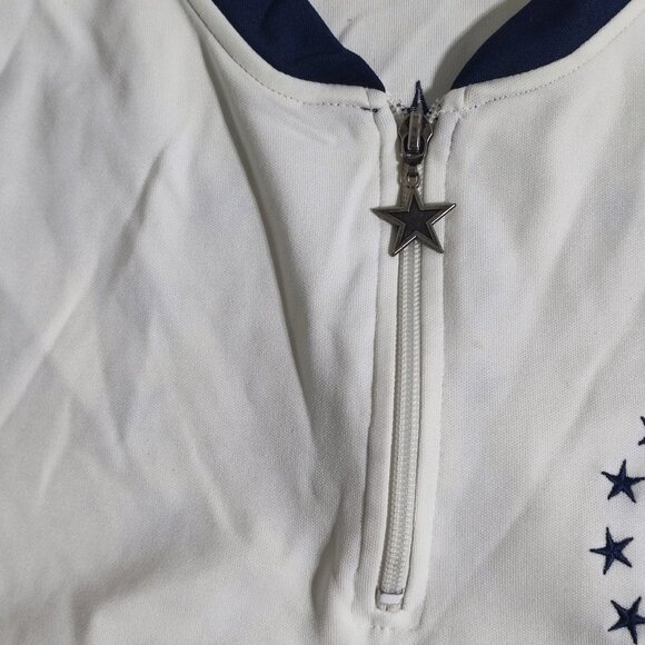 Converse All Star 1/4 zip up collar short sleeve shirt men's size 2XL white blue - Picture 8 of 11